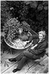 elspeth thompson at table in garden